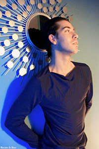 Sweat en coton marine encolure drapée