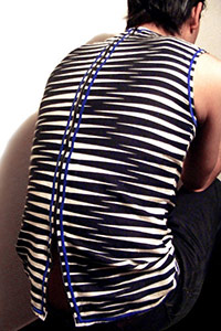 Tunique en lin graphique, fermeture dos